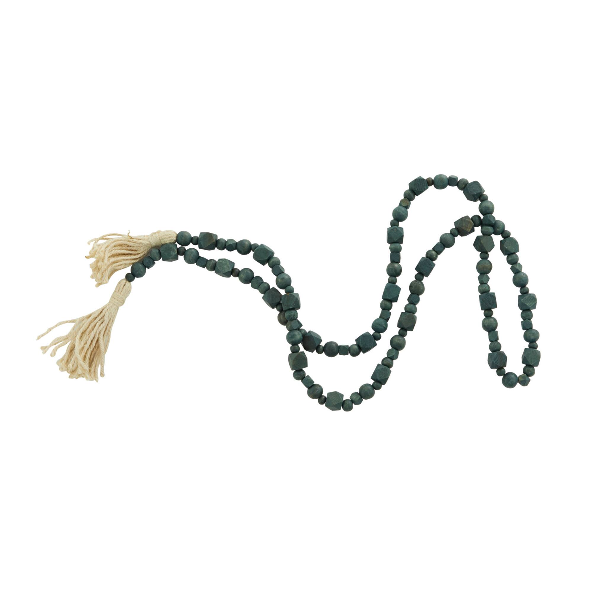 80" Geometric Wood Bead Garland with Tassels